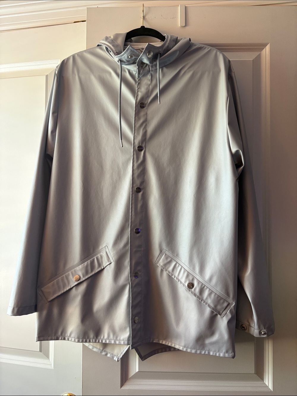 Rains Light Gray Hooded Raincoat